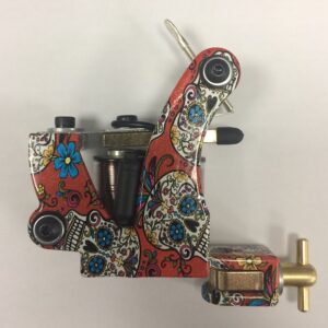 MkIV Hornet Tattoo Machine - Candy Skulls Design - Red