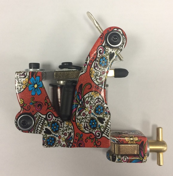 MkIV Hornet Tattoo Machine - Candy Skulls Design - Red